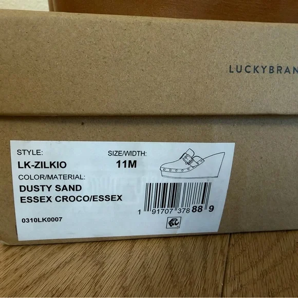 Lucky Brand Tan Clog Heels Dusty Sand Essex Croco Leather NWT Size 11M - Picture 7 of 9